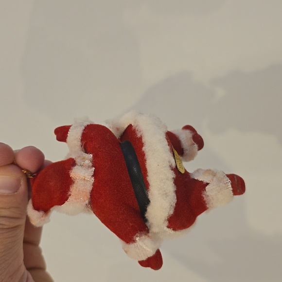 Vintage 1960s flocked dancing Santa christmas ornament - Picture 3 of 4